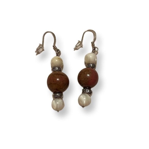 🤯5/$20🤯 Drop Earrings With Opal And Brown Beads NWOT - Picture 1 of 1